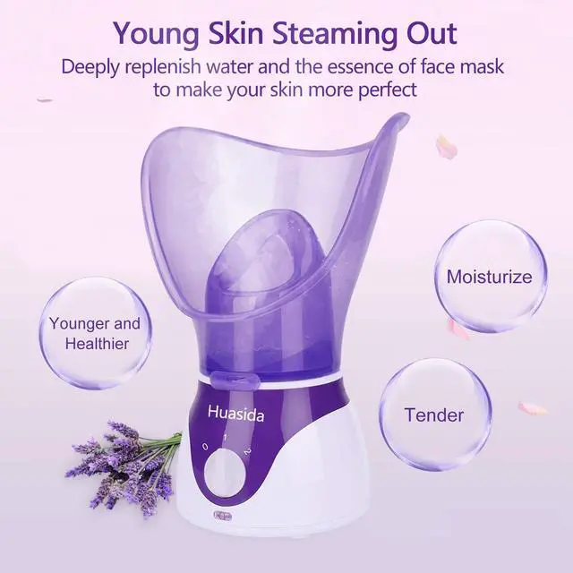 Alt view image 2 of 5 - Facial Steamer Personal Steam Inhaler Sauna Facial Steamer Hot Mist Moisturizing Beauty Instrument Rejuvenate and Hydrate Your Skin (Purple)