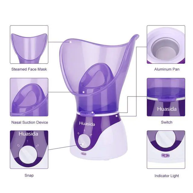 Alt view image 4 of 5 - Facial Steamer Personal Steam Inhaler Sauna Facial Steamer Hot Mist Moisturizing Beauty Instrument Rejuvenate and Hydrate Your Skin (Purple)
