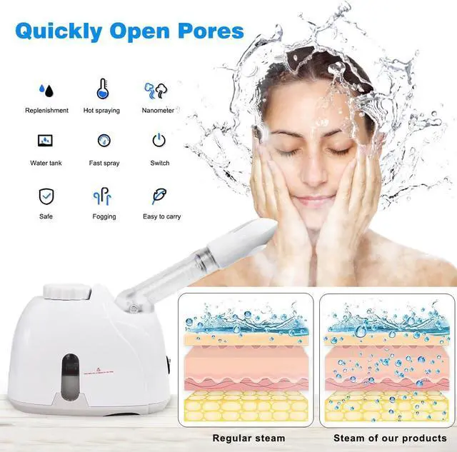 Alt view image 3 of 7 - Facial Mist Steamer,Facial Steamers with 360° Rotatable Sprayer, Face Steamer for Facial Deep Cleaning, Hot Mist Humidifier Steam for Face Spa Sinuses Moisturizing, Homeuse or Salon
