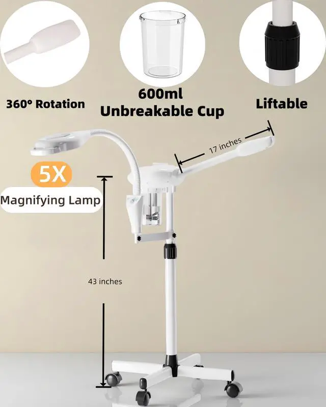 Alt view image 2 of 7 - Professional Facial Steamer with Magnifying Lamp