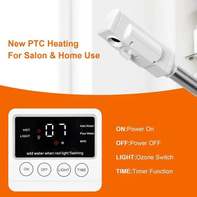 Alt view image 3 of 7 - Professional Facial Steamer, Face Steamer Upgrade PTC Heating, Esthetician Steamer Hot Mist Facial Steamer for Salon Spa Beauty (White)