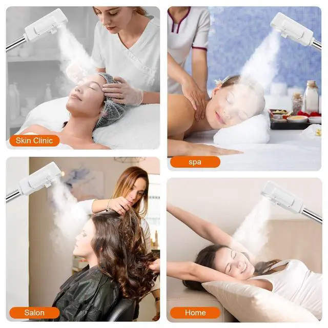 Alt view image 6 of 7 - Professional Facial Steamer, Face Steamer Upgrade PTC Heating, Esthetician Steamer Hot Mist Facial Steamer for Salon Spa Beauty (White)