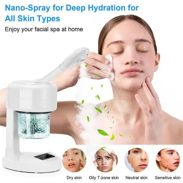 Alt view image 3 of 7 - Facial Steamer Nano Ionic Face Steamer with Extendable Arm,Portable Facial Steamer 360°Rotating Nozzle Esthetician Steamer for Personal Care at Home or Salon