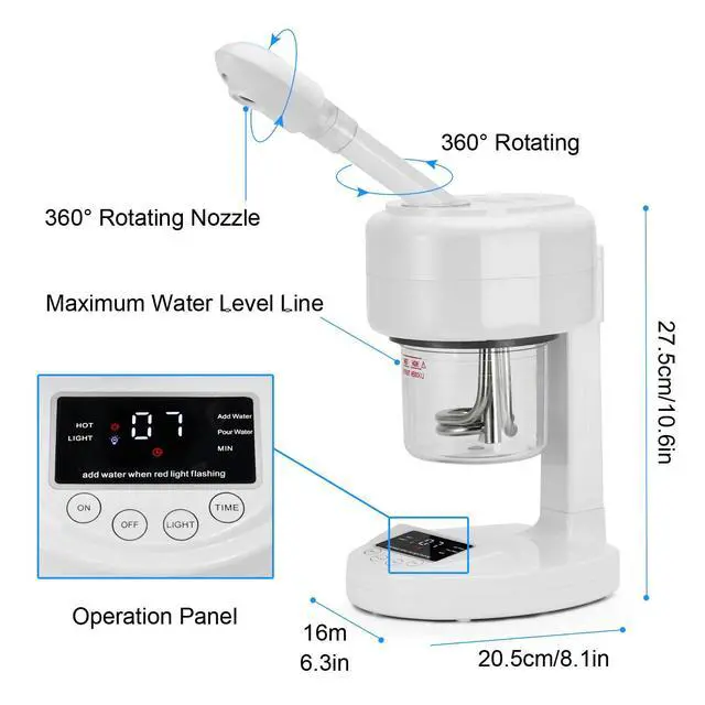 Alt view image 2 of 7 - Facial Steamer Nano Ionic Face Steamer with Extendable Arm,Portable Facial Steamer 360°Rotating Nozzle Esthetician Steamer for Personal Care at Home or Salon