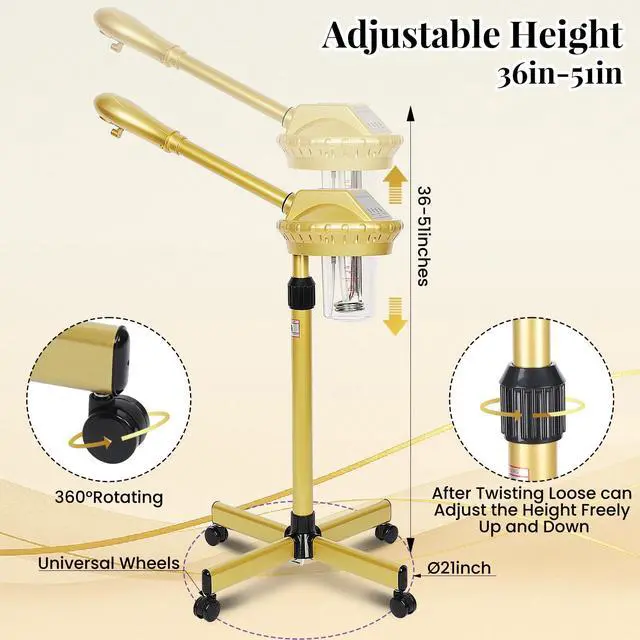 Alt view image 5 of 7 - Facial Steamer Professional for Deep Cleaning and Hydration, Gold