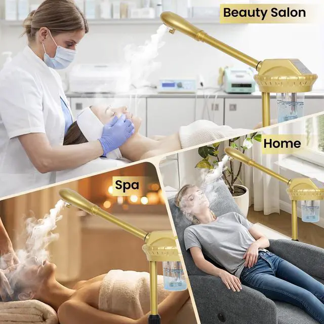 Alt view image 6 of 7 - Facial Steamer Professional for Deep Cleaning and Hydration, Gold