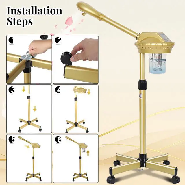 Alt view image 7 of 7 - Facial Steamer Professional for Deep Cleaning and Hydration, Gold