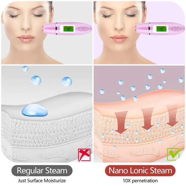 Alt view image 4 of 7 - Facial Steamer - Nano Ionic Face Steamer for Deep Cleaning, Hot Mist Face Humidifier Set for Women & Men, Moisturizing Cleansing Pores with Blackhead Remover Kit, Purple