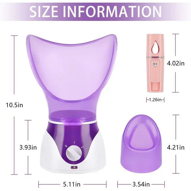 Alt view image 7 of 7 - Facial Steamer - Nano Ionic Face Steamer for Deep Cleaning, Hot Mist Face Humidifier Set for Women & Men, Moisturizing Cleansing Pores with Blackhead Remover Kit, Purple