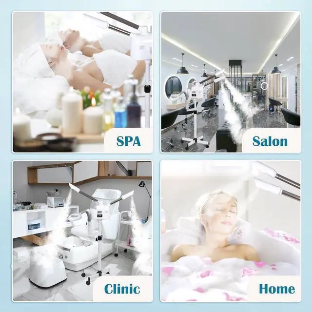 Alt view image 4 of 7 - Professional 3 in 1 Facial Steamer Deep Cleaning Ozone Facial Steamer with 5X Magnifying Light & Rolling Wheels Hot/Cold Mist Function for Salon Spa Home Beauty Equipment, White