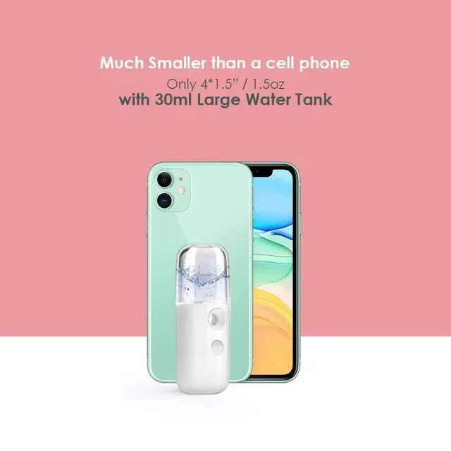 Alt view image 5 of 7 - Nano Facial Steamer, Handy Mini Mister, USB Rechargeable Mist Sprayer, 30ml Visual Water Tank Moisturizing&Hydrating for Face, Daily Makeup, Skin Care, Eyelash Extensions-White