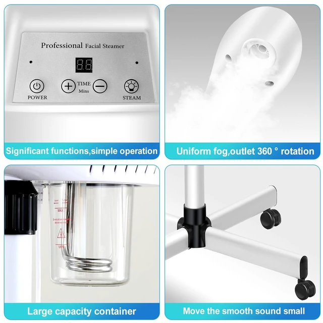 Alt view image 3 of 7 - Professional Facial Steamer for Atomization Humidifier Atomizer, Adjustable Height and Angle, Face Steamer Clean Skin Firming Pores and Moisturizing Suitable for a Beauty, Spa, at Home