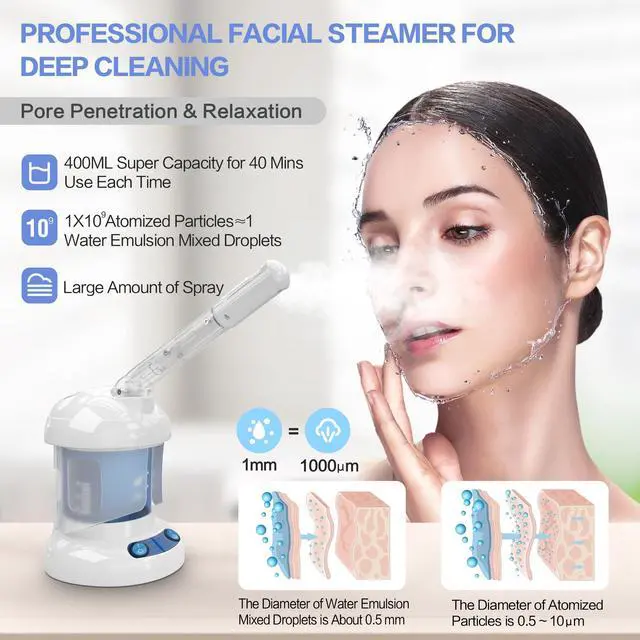 Alt view image 3 of 7 - Facial Steamer, Ozone Nano Ionic Face Steamer for Deep Cleaning
