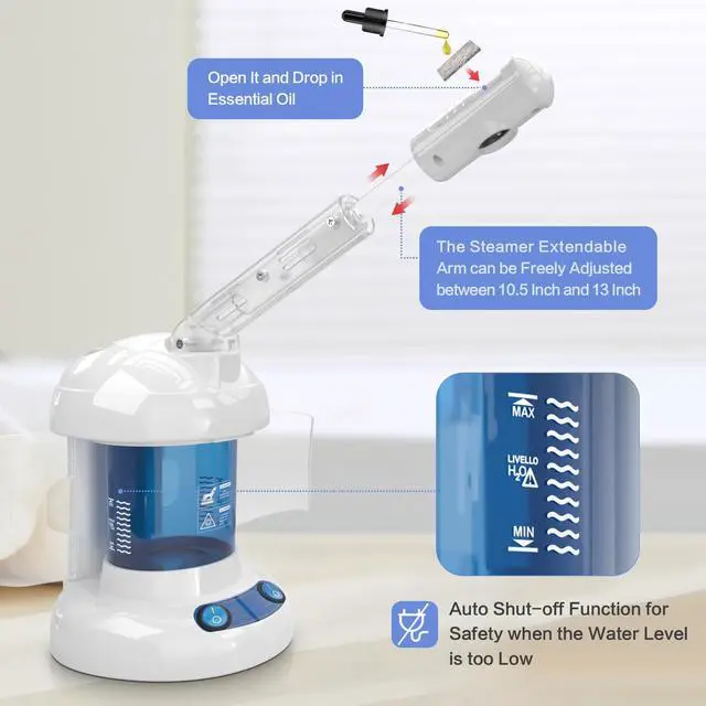Alt view image 5 of 7 - Facial Steamer, Ozone Nano Ionic Face Steamer for Deep Cleaning