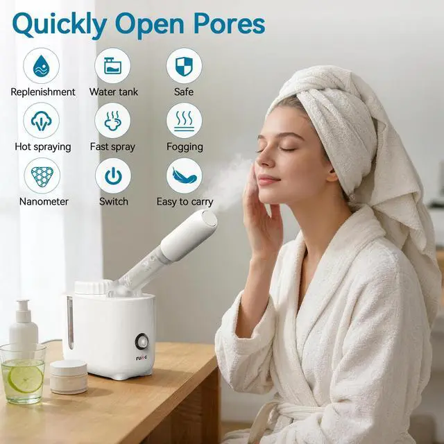 Alt view image 2 of 7 - Facial Steamer Nano Ionic Face Steamer with 360° Rotating Arm