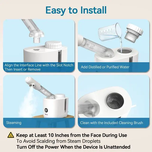 Alt view image 6 of 7 - Facial Steamer Nano Ionic Face Steamer with 360° Rotating Arm