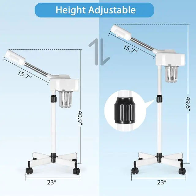 Alt view image 6 of 7 - Professional Facial Steamer On Wheels Ionic Ozone with Hot Mist Function Stand Facial Steamer for Personal Home Salon Spa Skin Cleaning