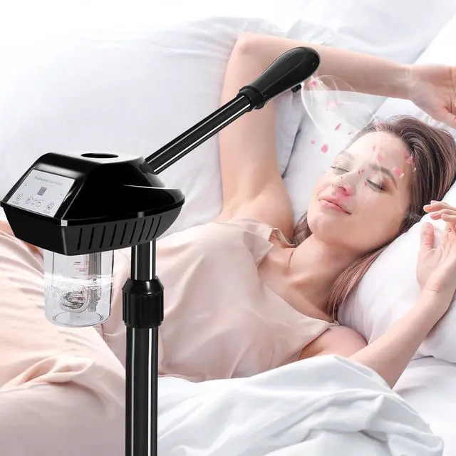 Alt view image 3 of 7 - Rollable Facial Steamer with Powerful Steam Output, Adjustable Height Face Steamer, Professional Skin Hydrating Moisturizing Spa Machine for Home & Beauty Salon Use