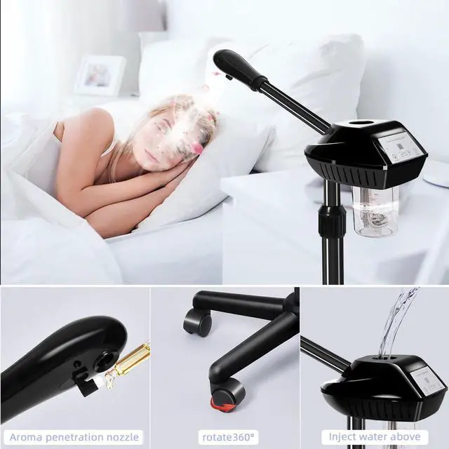 Alt view image 4 of 7 - Rollable Facial Steamer with Powerful Steam Output, Adjustable Height Face Steamer, Professional Skin Hydrating Moisturizing Spa Machine for Home & Beauty Salon Use