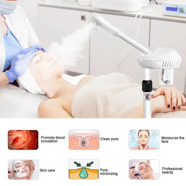Alt view image 6 of 7 - Professional Facial Steamer More Steam,Spa Face Steamer on Wheels(White)