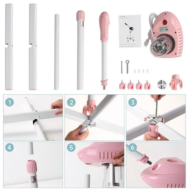 Alt view image 7 of 7 - Professional Facial Steamer, Face Steam on Wheel, Estheticians Steamer-Pink