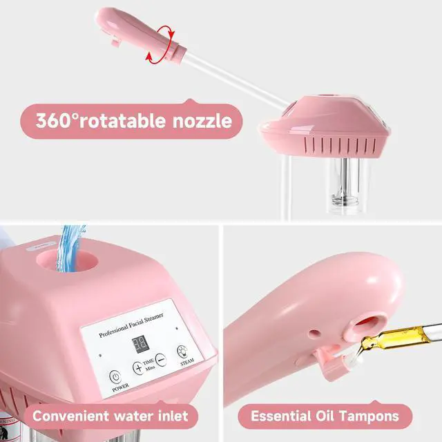 Alt view image 5 of 7 - Professional Facial Steamer, Face Steam on Wheel, Estheticians Steamer-Pink