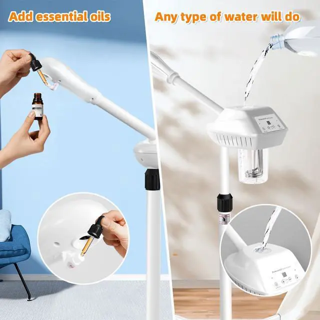 Alt view image 5 of 7 - Professional Facial Steamer, Face Steamer on Wheels, SPA Ozone Steamer, Standing Face Steamer for Spa, Salon and at Home Use