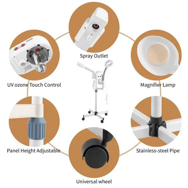 Alt view image 2 of 7 - 2 in 1 Facial Steamer with 5X Magnification Light, Deep Cleaning