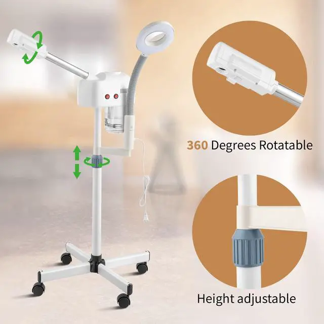 Alt view image 6 of 7 - 2 in 1 Facial Steamer with 5X Magnification Light, Deep Cleaning