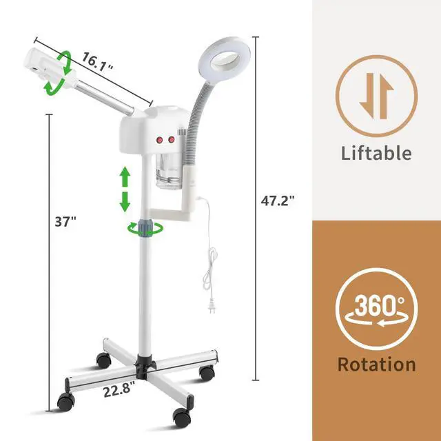 Alt view image 7 of 7 - 2 in 1 Facial Steamer with 5X Magnification Light, Deep Cleaning