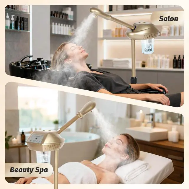 Alt view image 6 of 7 - Facial Steamer Professional, Steamer for Face on Wheels, Champagne Gold