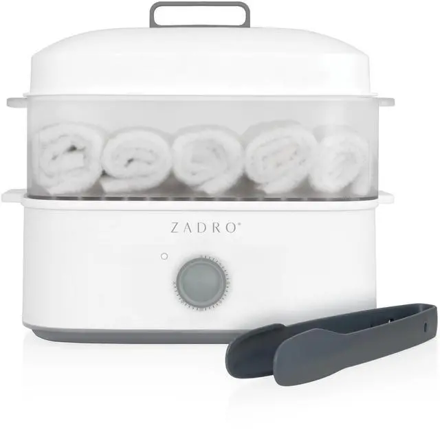 Main image of Towel Steamer with Tongs, 850W Heater, 8L Tray, 1.7L Tank, 30-min Timer for Facials, Manicures, Pedicures, Shaving (13"x12", 120V/850W, 8L, White/Gray)