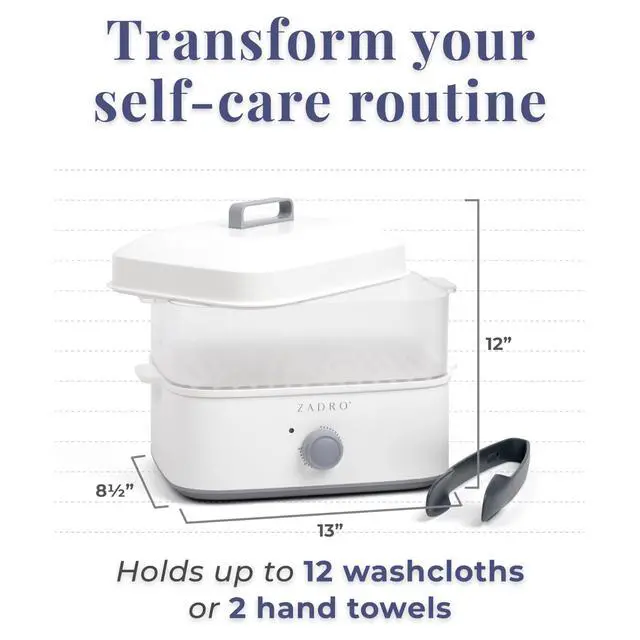 Alt view image 2 of 7 - Towel Steamer with Tongs, 850W Heater, 8L Tray, 1.7L Tank, 30-min Timer for Facials, Manicures, Pedicures, Shaving (13"x12", 120V/850W, 8L, White/Gray)