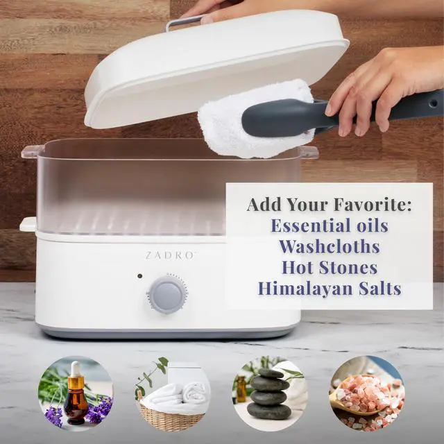 Alt view image 4 of 7 - Towel Steamer with Tongs, 850W Heater, 8L Tray, 1.7L Tank, 30-min Timer for Facials, Manicures, Pedicures, Shaving (13"x12", 120V/850W, 8L, White/Gray)