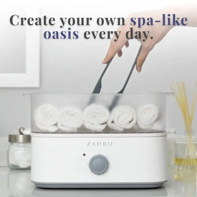 Alt view image 7 of 7 - Towel Steamer with Tongs, 850W Heater, 8L Tray, 1.7L Tank, 30-min Timer for Facials, Manicures, Pedicures, Shaving (13"x12", 120V/850W, 8L, White/Gray)