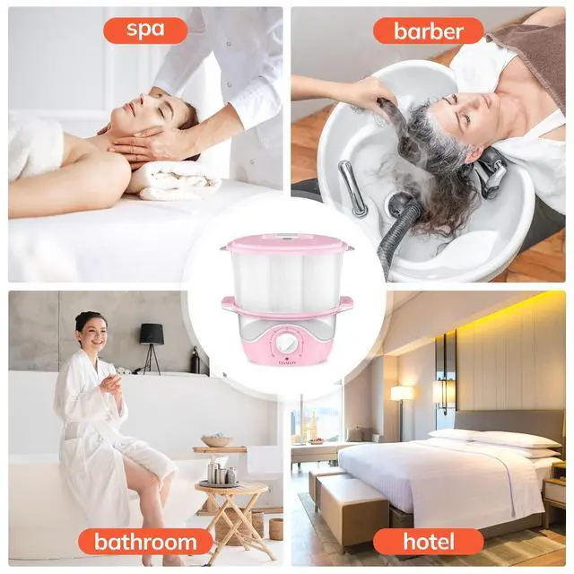Alt view image 7 of 7 - Pink Hot Towel Steamer for Facials, 5-Min Quick Heating Towel Warmer Machine, Portable Spa Salon Equipment with Aromatherapy for Massage