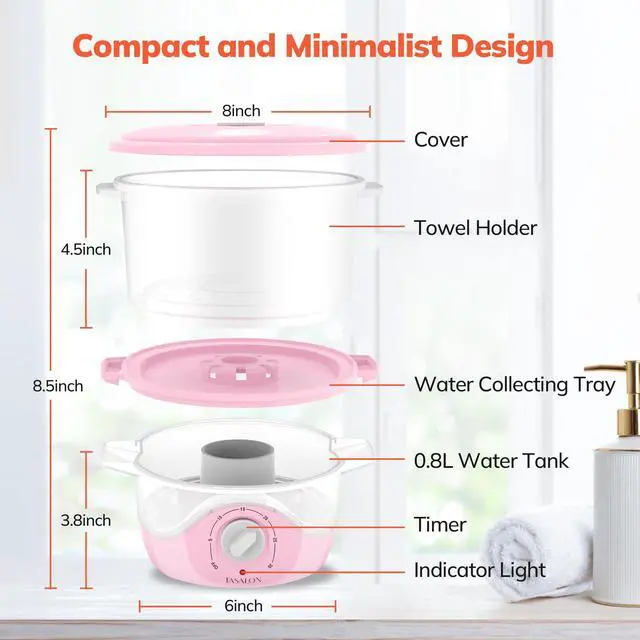 Alt view image 5 of 7 - Pink Hot Towel Steamer for Facials, 5-Min Quick Heating Towel Warmer Machine, Portable Spa Salon Equipment with Aromatherapy for Massage