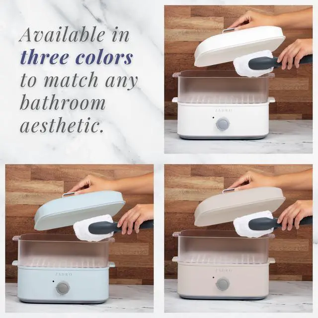 Alt view image 5 of 7 - Towel Steamer with Tongs, 850W Heater, 8L Tray, 1.7L Tank, 30-min Timer for Facials, Manicures, Pedicures, Shaving (13"x12", 120V/850W, 8L, White/Gray)