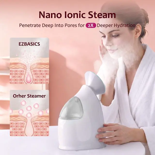 Alt view image 4 of 7 - Facial Steamer, Nano Ionic Warm Mist for Facial Deep Cleaning Blue