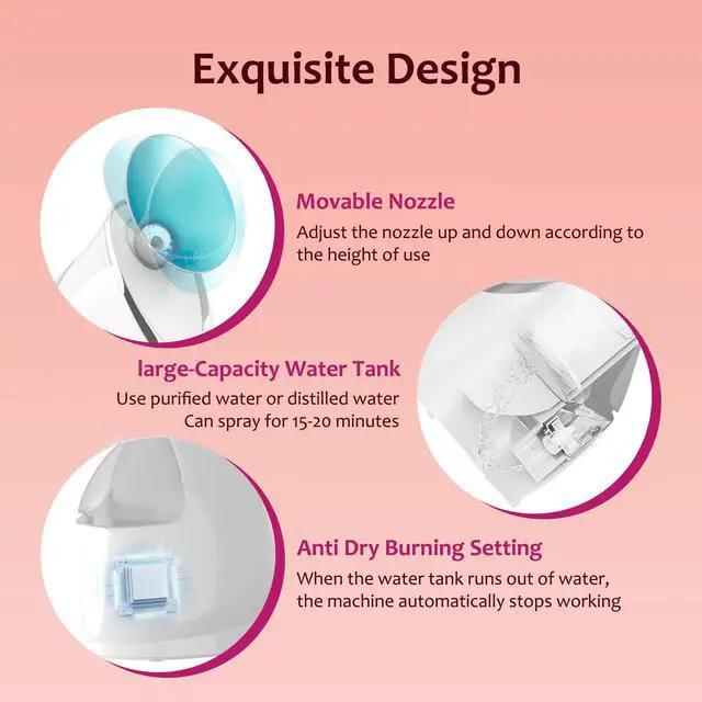 Alt view image 7 of 7 - Facial Steamer, Nano Ionic Warm Mist for Facial Deep Cleaning Blue