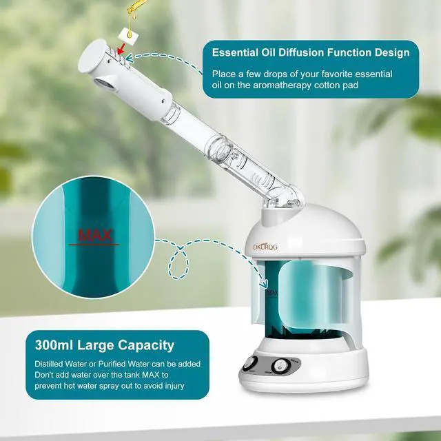 Alt view image 4 of 7 - Facial Steamer with Extendable 360° Rotating Arm (Blue)