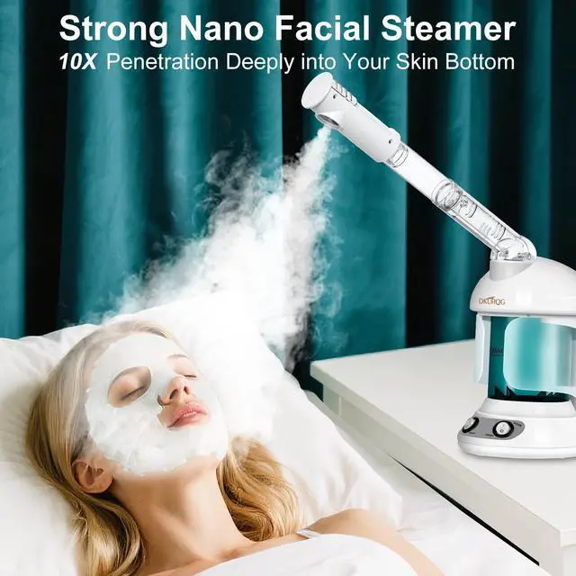 Alt view image 2 of 7 - Facial Steamer with Extendable 360° Rotating Arm (Blue)
