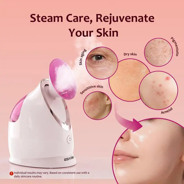 Alt view image 3 of 7 - Facial Steamer, Nano Ionic Warm Mist for Facial Deep Cleaning Pink