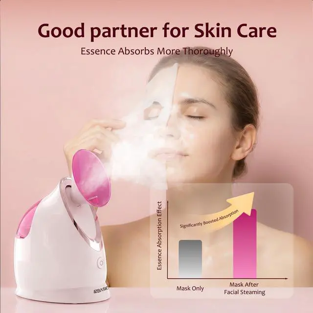 Alt view image 5 of 7 - Facial Steamer, Nano Ionic Warm Mist for Facial Deep Cleaning Pink