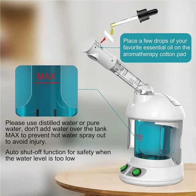 Alt view image 4 of 7 - Facial Steamer Ozone 360° Arm - Nano Ionic Warm Mist for Home Spa