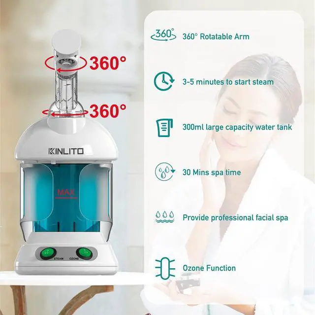 Alt view image 5 of 7 - Facial Steamer Ozone 360° Arm - Nano Ionic Warm Mist for Home Spa