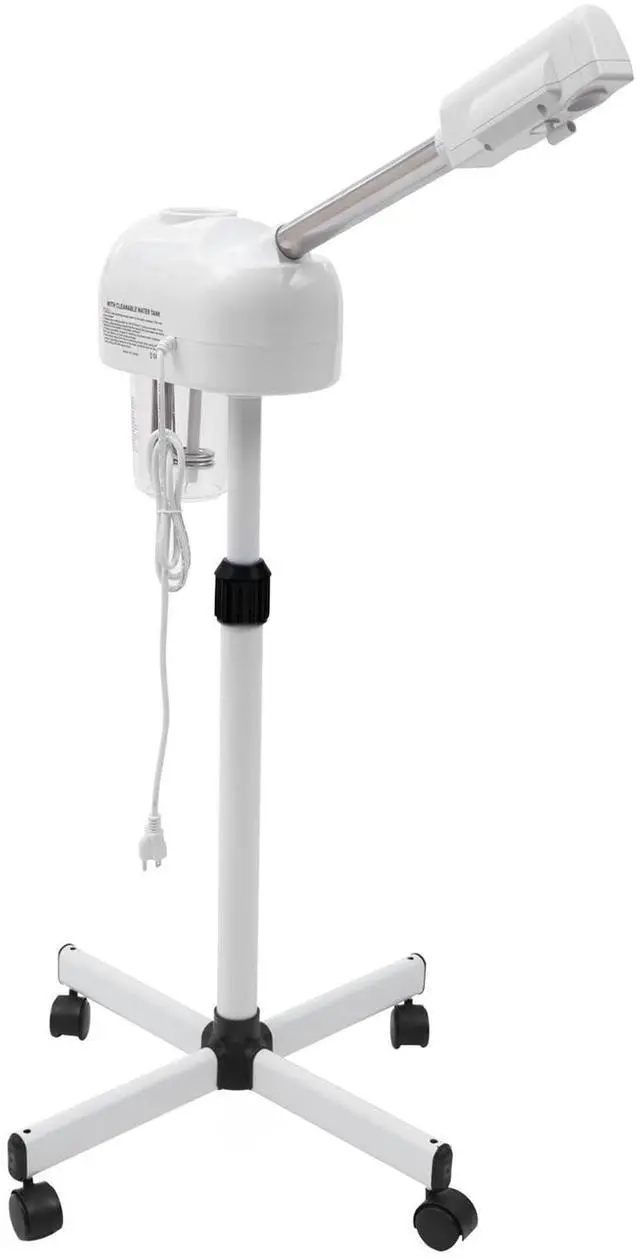 Main image of Professional Facial Steamer, LCD Ozone Standing Esthetician Steamer with Timer Function and Hot Mist, Mobile Adjustable Height Face Steamer for Beauty Stores Home Use Spa Salon (White)