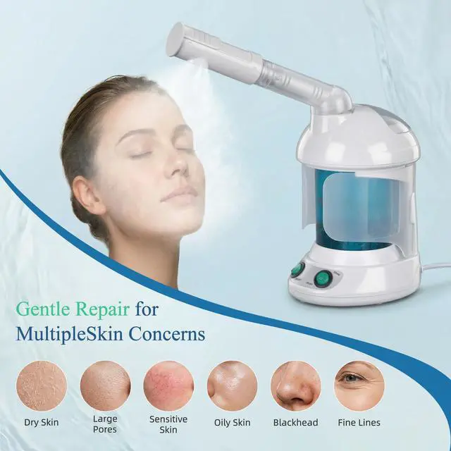Alt view image 3 of 7 - 3-in-1 Portable Facial Steamer and Hair Steamer, Humidifier, Nano Ionic Face Steamer for Acne Blackhead, Unclogs Pores, Spa Quality