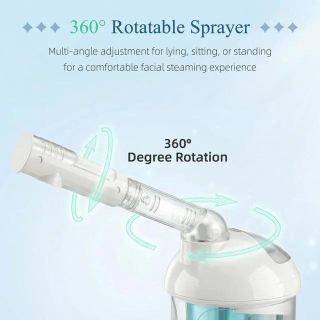Alt view image 6 of 7 - 3-in-1 Portable Facial Steamer and Hair Steamer, Humidifier, Nano Ionic Face Steamer for Acne Blackhead, Unclogs Pores, Spa Quality