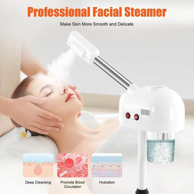 Alt view image 3 of 7 - Professional Ozone Facial Steamer on Wheels, Adjustable Height, 360° Rotatable Nozzle, for Home and Salon